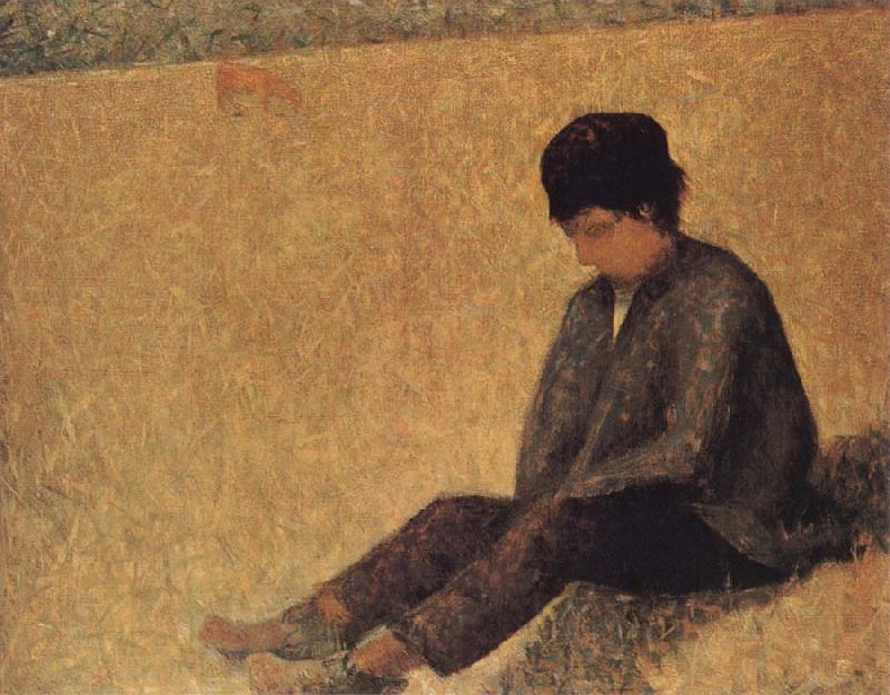 Georges Seurat The small Peasant sat on the lawn of the Pasture China oil painting art